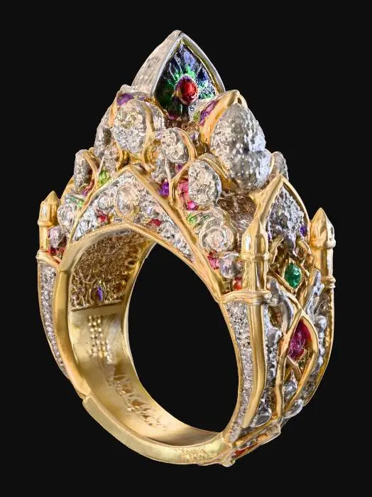 3D model for Cathedral Ring, #PBR#