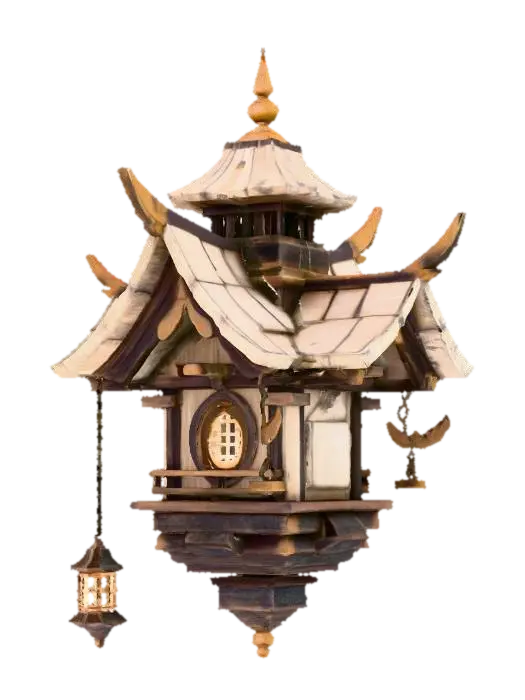 Lantern Pagoda 3D model, vytvořený pomocí AI