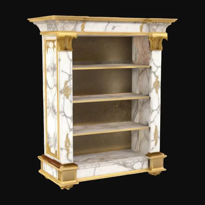 3D model for Ornate Marble Bookshelf (Empty)