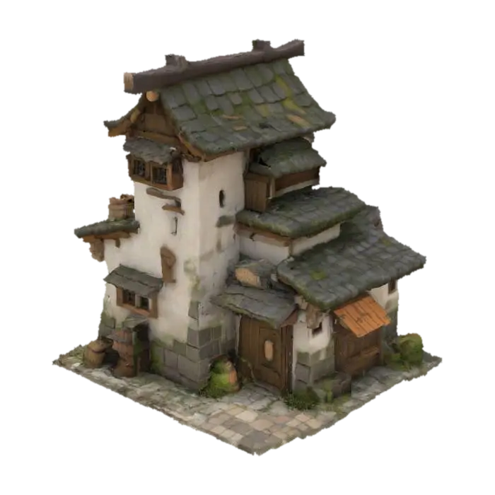 Mô hình 3D Tower House - Town, được tạo bằng AI