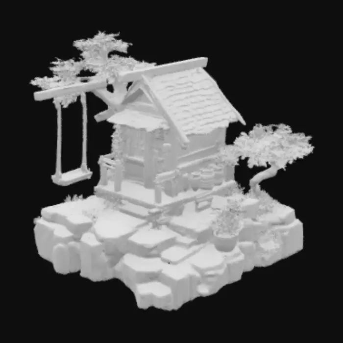 3D model for Cottage with Swing