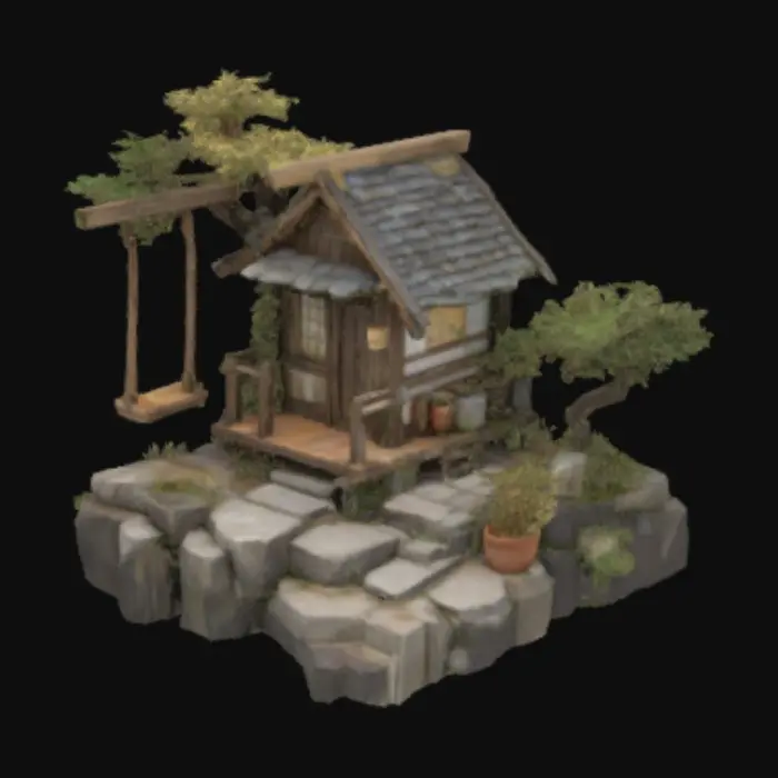 3D model for Cottage with Swing