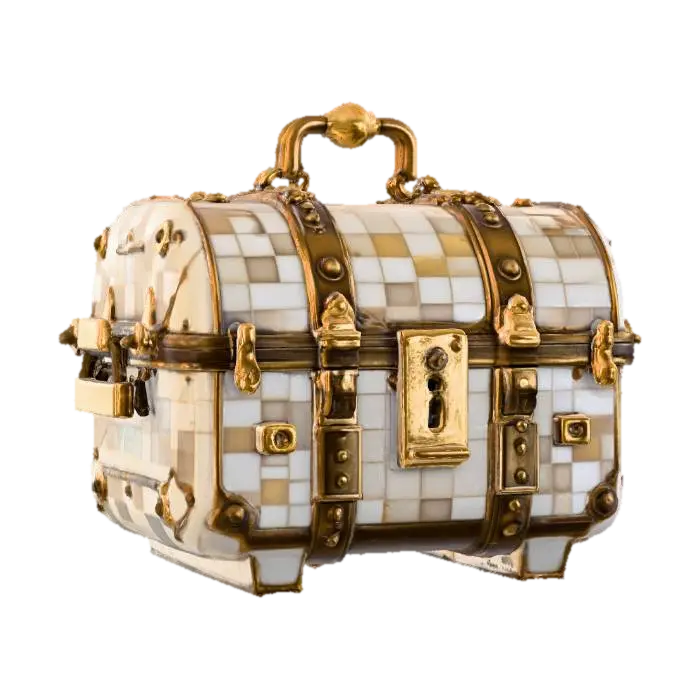 Mother-of-Pearl Treasure Chest - Purse 3D model, vytvořený pomocí AI