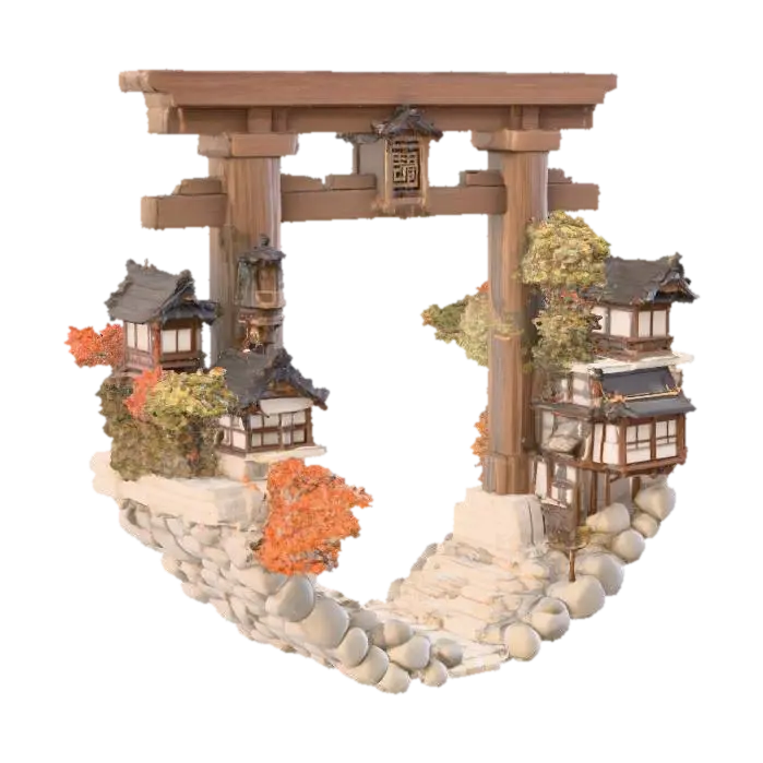 Torii Ring 3D model, vytvořený pomocí AI