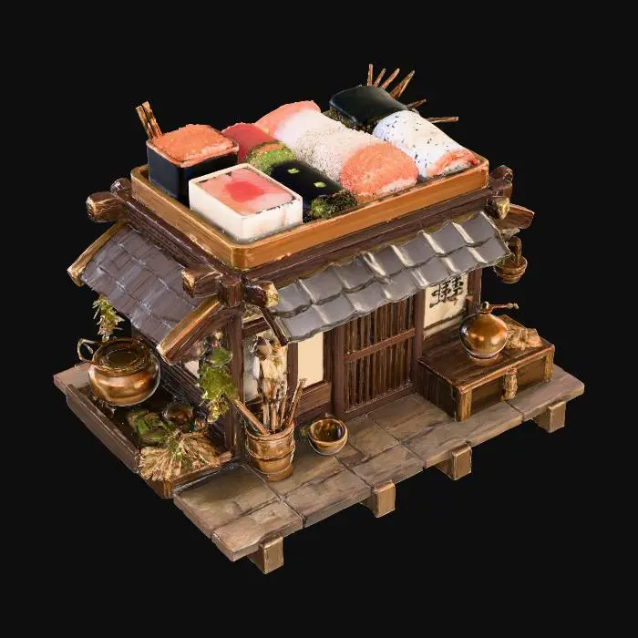 3D model for Sushi Bento Hut, #food#