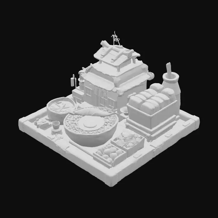 3D model for Aiko's Bento Set Diorama, #food#