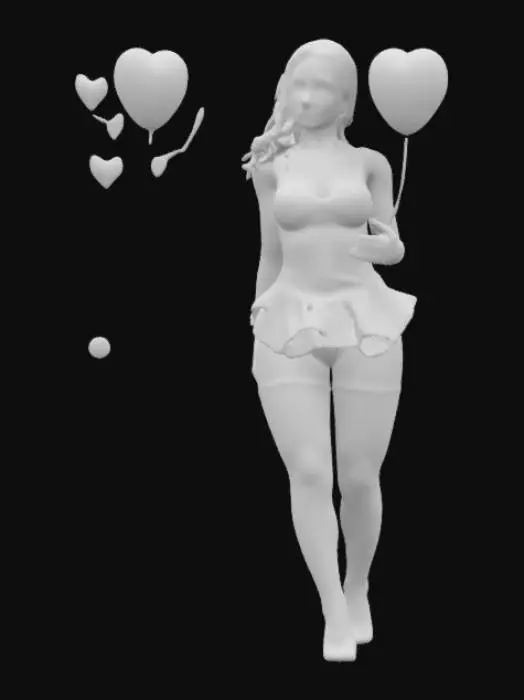 3D model for Ultra Realistic, Polished, stylized art, female, humanoid, attractive, smooth skin, clothing, Jill Valentine, valentine's day design #valentine#