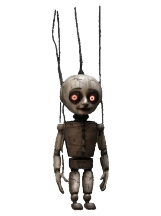 Cursed Marionette. Gothic horror stylized art, hand-painted texture. Cracked wooden doll, glowing… 的 AI 生成 3D 模型