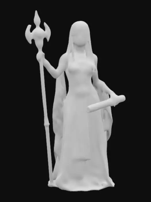 3D model for Queen Cleopatra stands in a grand Egyptian palace, wearing a flowing white and gold dress with intricate embroidery. A golden cobra headdress adorns her head, and her kohl-lined eyes radiate intelligence. She holds a papyrus scroll in one hand, a golden scepter in the other. Sunlight streams through palace windows, casting a glow on hieroglyph-covered walls. A pet leopard lounges at her feet, symbolizing power and grace. #women#