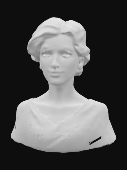 3D model for A regal yet warm 3D model of Princess Diana, her gentle smile framed by her signature short, golden-blonde hair. Her sapphire-blue eyes shine with kindness, and her pearl earrings catch the soft glow of royal lighting. She wears an elegant, off-the-shoulder midnight blue gown, reminiscent of her most iconic public appearances. Her posture is poised, yet relaxed, exuding both royalty and relatability. A true humanitarian, her presence is captured in this timeless tribute. #women#