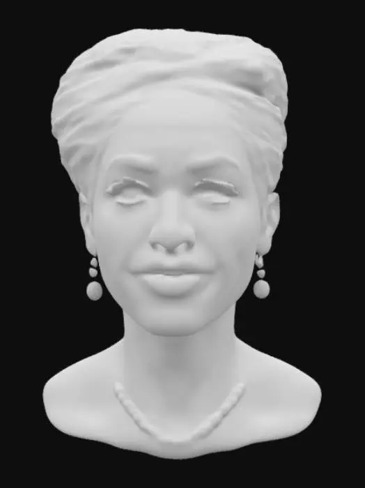 3D model for A soulful 3D bust of Maya Angelou, her expressive eyes full of wisdom and resilience. Her radiant smile reveals both strength and warmth. She wears a patterned African headwrap and elegant beaded earrings. The fine lines of experience on her face tell the story of a life dedicated to poetry, activism, and empowerment. Her head is held high, embodying the essence of a woman who refused to be silenced and inspired generations with her words. #women#