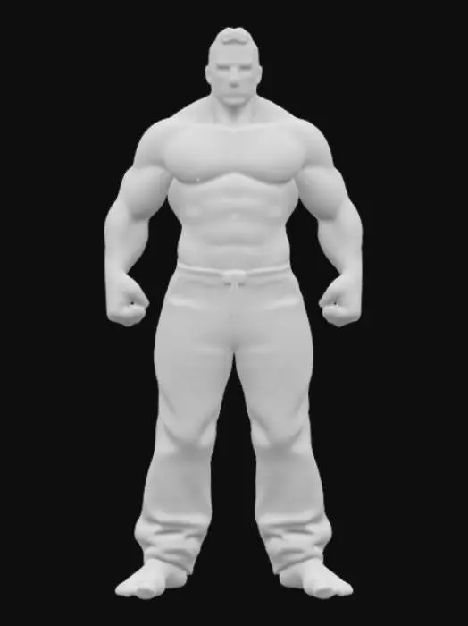 3D model for hyperrealism, male Hispanic prisoner, orange prison pants, full body tattoos, criminal, thug, dangerous, fist clench