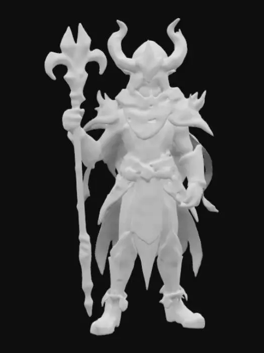 3D model for Hand-painted, inked, stylized, summoner in Final Fantasy art style, vibrant, colorful, clean design #game figure#