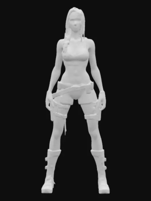 3D model for a fit, athletic 3D young female adventurer, a muscular yet lean build with strong legs, hips, sexy physique, overhead lighting, ensure clean topology, avoid distortions or unnatural proportions, high detail, Tomb Raider art style #game figure#