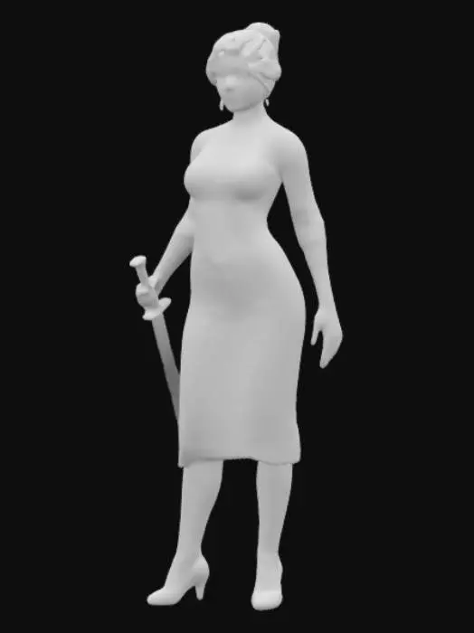 3D model for a fit, athletic 3D legendary crime boss, dressed in an elegant red silk cheongsam, embroidered with golden phoenix patterns. Her piercing jade eyes hide decades of cold, calculated manipulation. She carries a jade-inlaid dagger, said to be blessed by the spirits of her ancestors. Her presence alone commands respect, and her word can spark wars between rival Triads, overhead lighting, ensure clean topology, avoid distortions or unnatural proportions, #game figure#