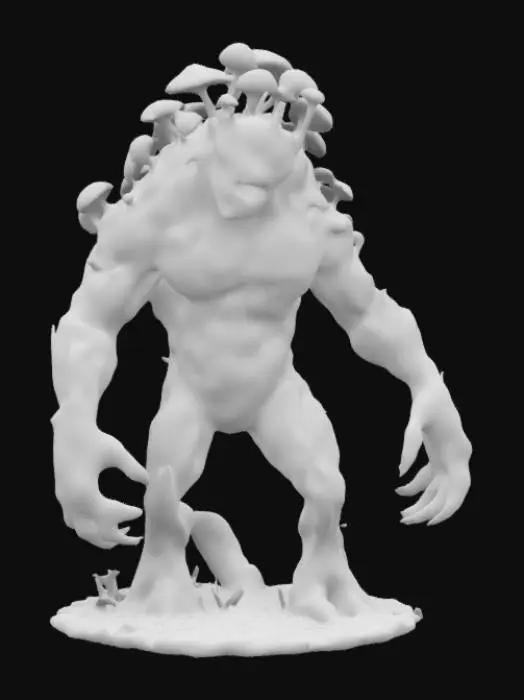 3D model for a fit, athletic 3D mysterious, tree-like beast, its massive body covered in ancient glowing mushrooms. Its whispering voice spreads toxic spores, putting opponents to sleep or draining their energy. When attacked, it sheds parts of itself, instantly regenerating and sprouting into new formations. Legends say it controls entire forests, communicating with the roots of the world itself, overhead lighting, ensure clean topology, avoid distortions or unnatural proportions, #game figure#