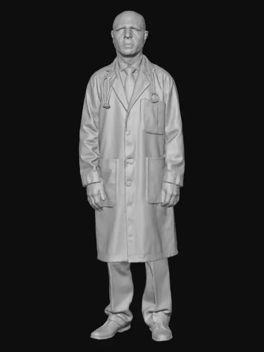 3D model for Dr. Silence – Thin surgeon in bloodstained coat, no mouth, stitched mask, scalpels hidden in sleeves, #villain#