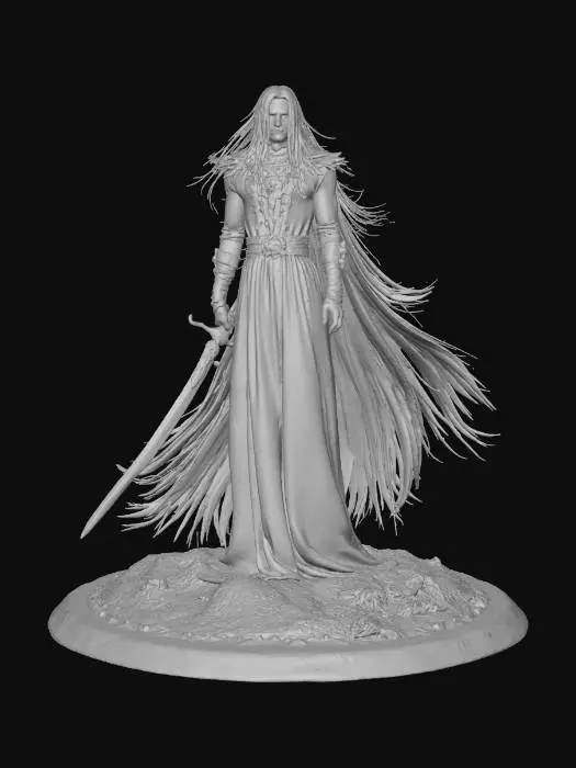 3D model for Zangetsu (斬月 — “Slaying Moon / Moon Cutter”)

Comic book dark fantasy stylized art, hand-painted texture. A towering male figure cloaked in flowing black, blade shaped like a crescent moon, edges dripping with silver light. Long hair like strands of night, eyes glowing pale lunar white. Aura of defiance and sorrow, cutting through darkness like a moonlit slash. Painterly shadows, glowing moon fragments, celestial dread.