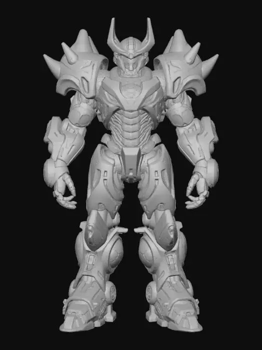 3D model for Hand-painted, inked, stylized, Mecha boss villain, GTA art style, bold, clean, game-ready, comical, immense power, corrupt, digital #villain#