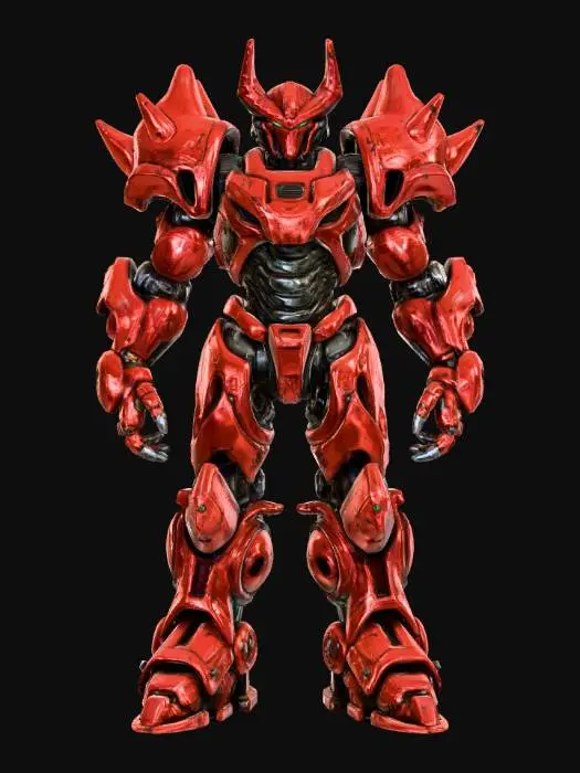 3D model for Hand-painted, inked, stylized, Mecha boss villain, GTA art style, bold, clean, game-ready, comical, immense power, corrupt, digital #villain#