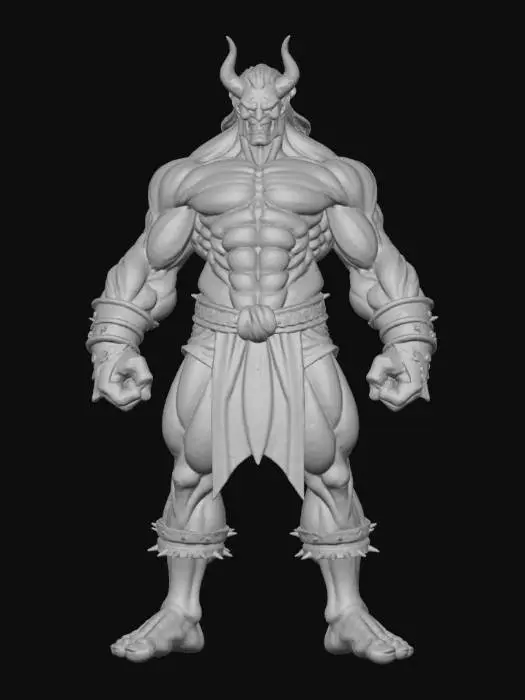 3D model for Hand-painted, inked, stylized, Italian Stallion boss villain, Street Fighter art style, bold, clean, game-ready, comical physique, immense power, corrupt, #villain#