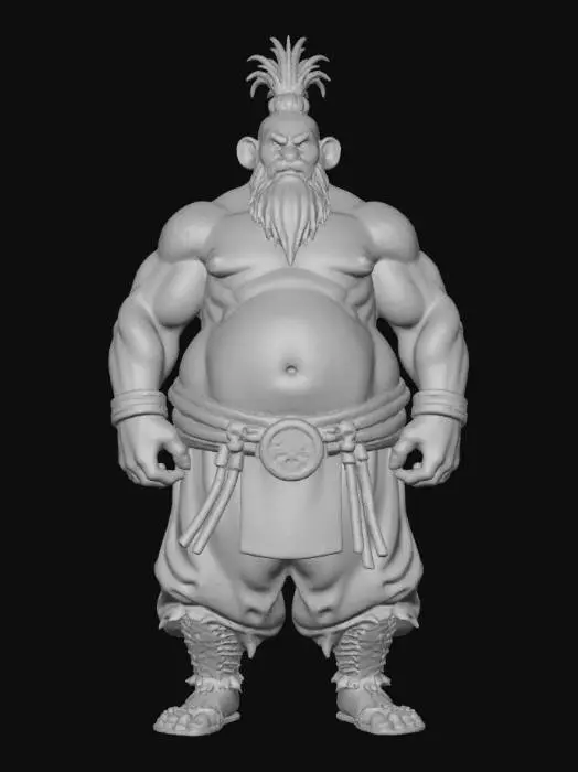3D model for Hand-painted, inked, stylized, Sumo boss villain, GTA art style, bold, clean, game-ready, comical, immense power, corrupt, Japanese #villain#
