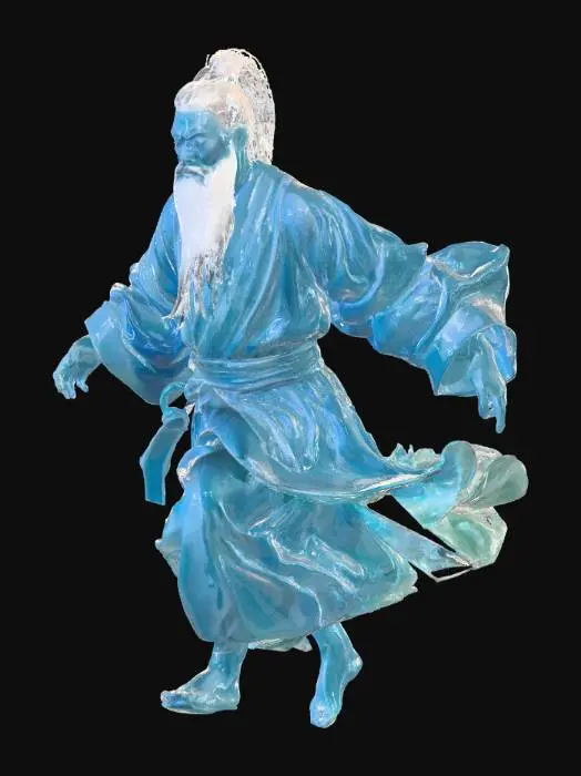 3D model for Fujin

Modern Renaissance sculpture in blue diamond with swirling silver inlays. Muscular figure racing forward, holding a great jade wind-bag unfurling into a storm. Silver robes ripple in frozen gusts.