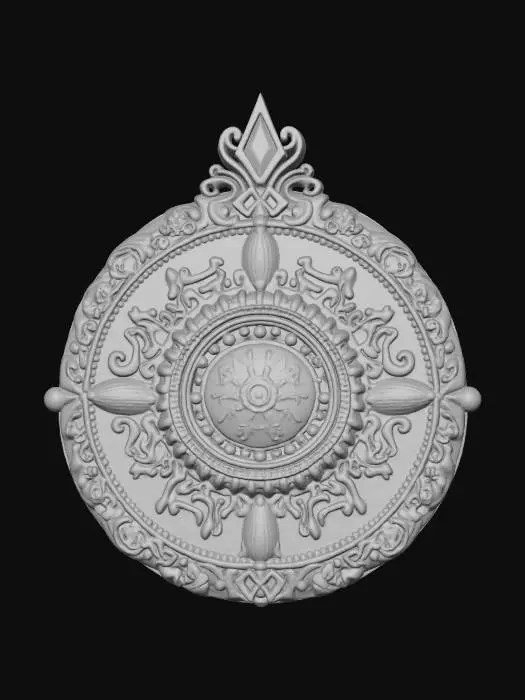 3D model for A hand-painted ancient jewelry talisman, magical, forbidden, elegant, beautiful, intricate detail, bright.