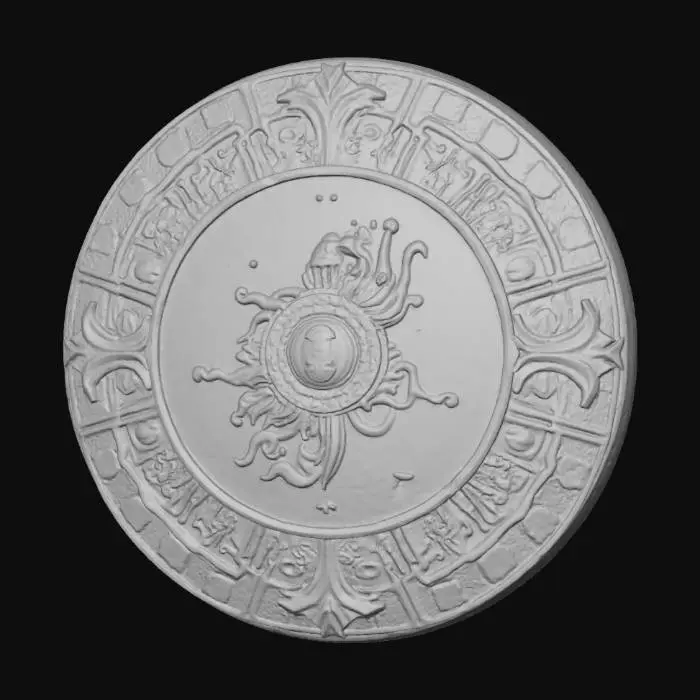 3D model for Yata no Kagami,

Comic book dark fantasy stylized art, hand-painted texture. A radiant bronze mirror, surface rippling like liquid sunlight. Intricate divine carvings along the rim, reflecting not images but hidden truths. Aura of judgment and clarity, glowing with golden-white light. Painterly shine, sacred brilliance, ceremonial dread.