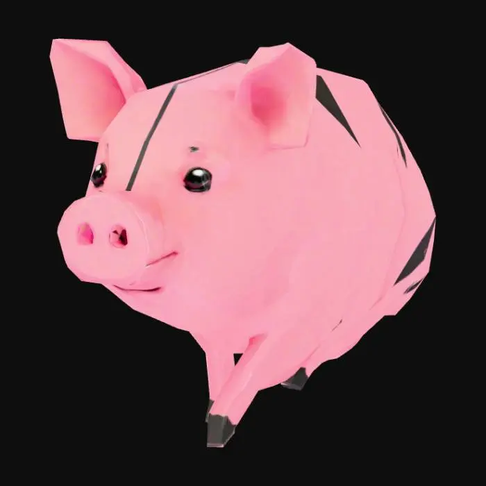 3D model for low poly, simple pig