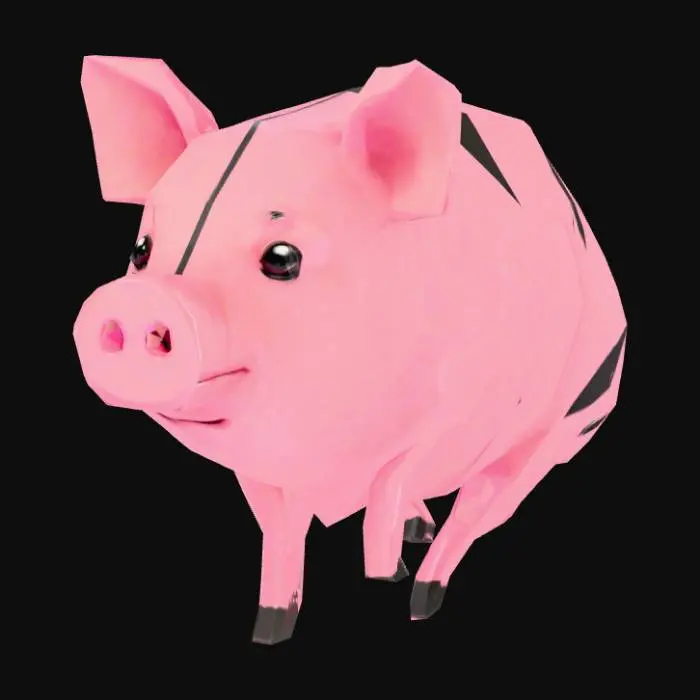3D model for low poly, simple pig