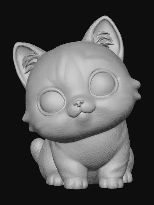 3D model for Cute chibi model of a chibi highland lynx cat 3d model in a 3d animation style! High quality cute child friendly on a white background. Need to have twisted ear like an dhighland lynx cat with blue eyes !