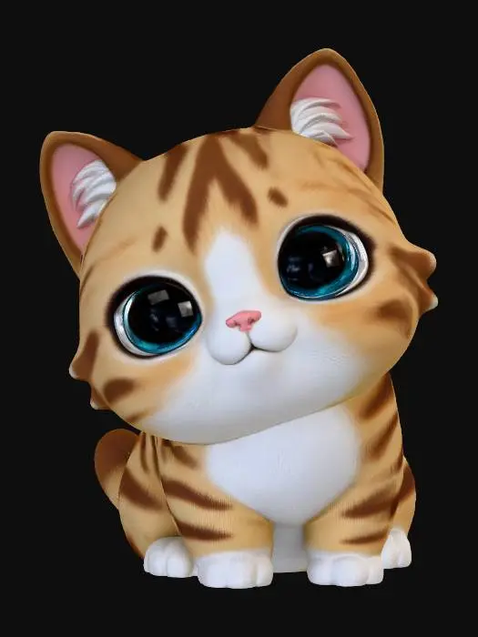 3D model for Cute chibi model of a chibi highland lynx cat 3d model in a 3d animation style! High quality cute child friendly on a white background. Need to have twisted ear like an dhighland lynx cat with blue eyes !
