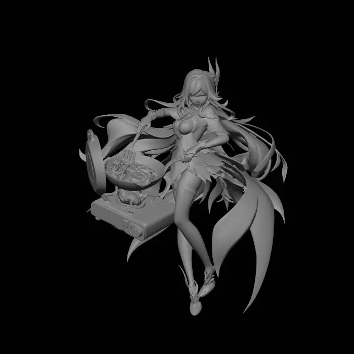 3D model for Genshin Impact Character Skirk is cooking