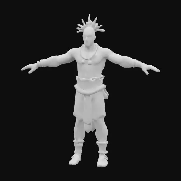 3D model for a black tribal man with white dusty face paint t pose