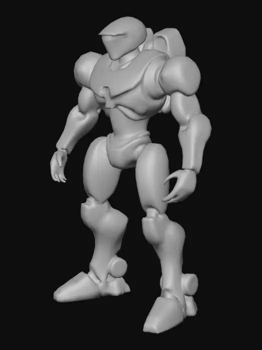 3D model for Generate a detailed 3D model of a futuristic humanoid robot designed for urban security and AI assistance. The robot should have a sleek, metallic body with a matte black and chrome silver finish, glowing blue LED lines across its limbs and chest, a minimalistic faceplate with expressive digital eyes, and retractable utility tools in its forearms. The design should reflect a balance between strength and intelligence, incorporating sci-fi armor plating, flexible joints, and anti-gravity foot stabilizers. The background should be a futuristic cityscape or laboratory setting for context.