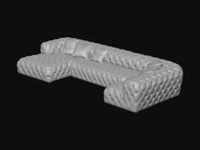 3D model for Copper Tufted Leather Sectional