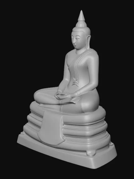 3D model for Buddha Statue with Golden Accents