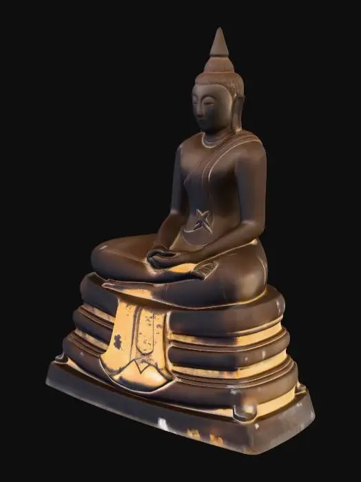 3D model for Buddha Statue with Golden Accents
