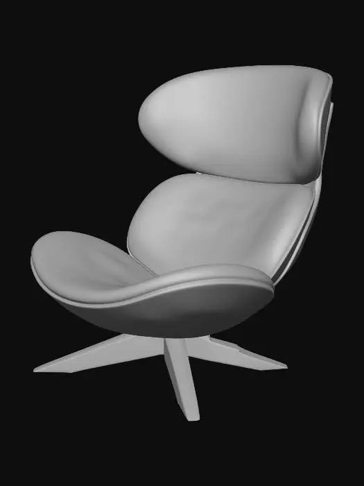 3D model for Cream Bouclé Lounge Chair