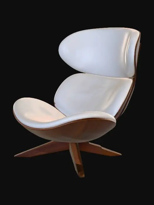 3D model for Cream Bouclé Lounge Chair