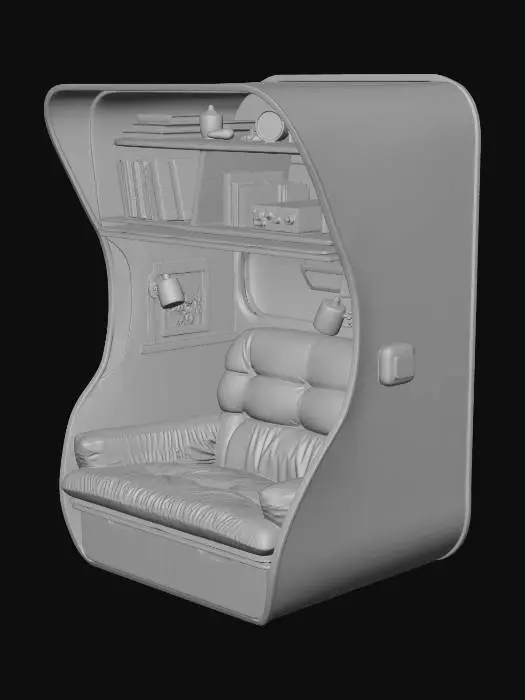 3D model for Sofa seat with book shelf