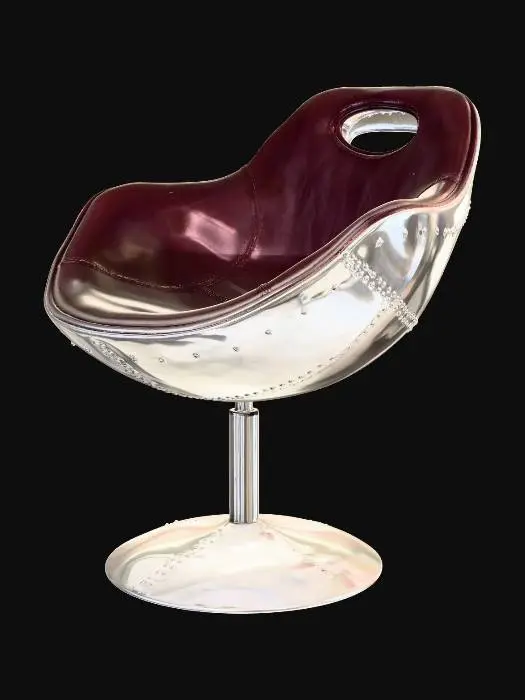 3D model for Mid-Century Chrome Leather Swivel Chair