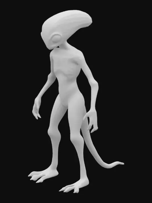 3D model for alien creature with graceful body curves, intelligent and noble appearance, extremely high detail, humanoids