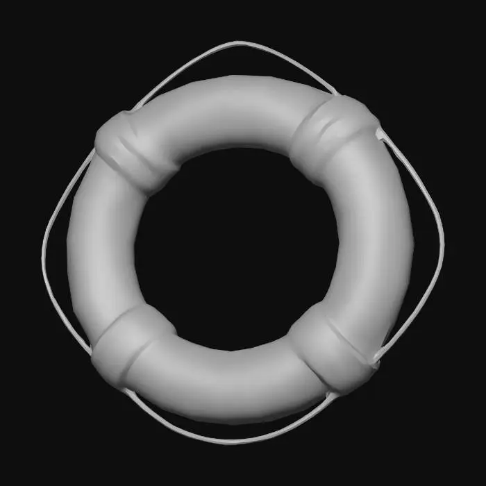 3D model for Blue and White Lifebuoy with Rope