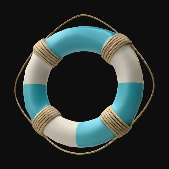 3D model for Blue and White Lifebuoy with Rope