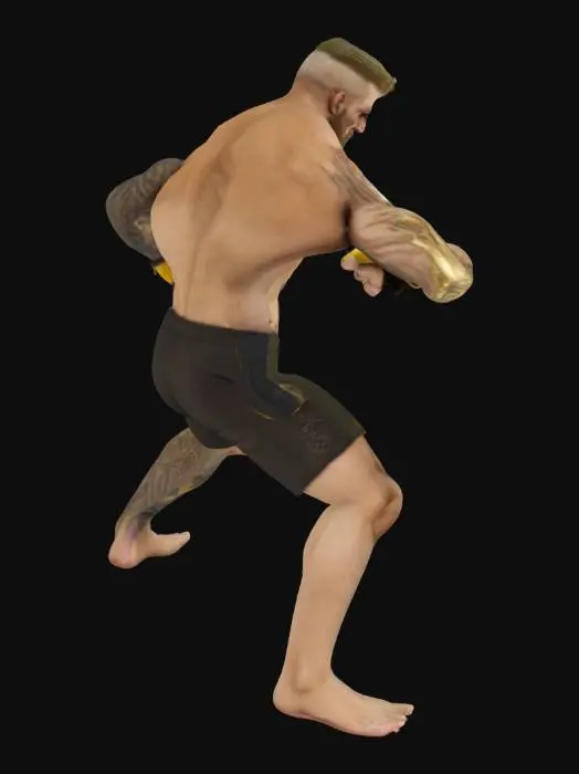 3D model for Create a realistic character of mma fighter, UFC Conor McGregor, in the highest quality, with his distinctive appearance features. Conor McGregor dressed in mma shorts and ufc gold gloves. Perfectly distributed UV mesh, 8k textures, HDR10