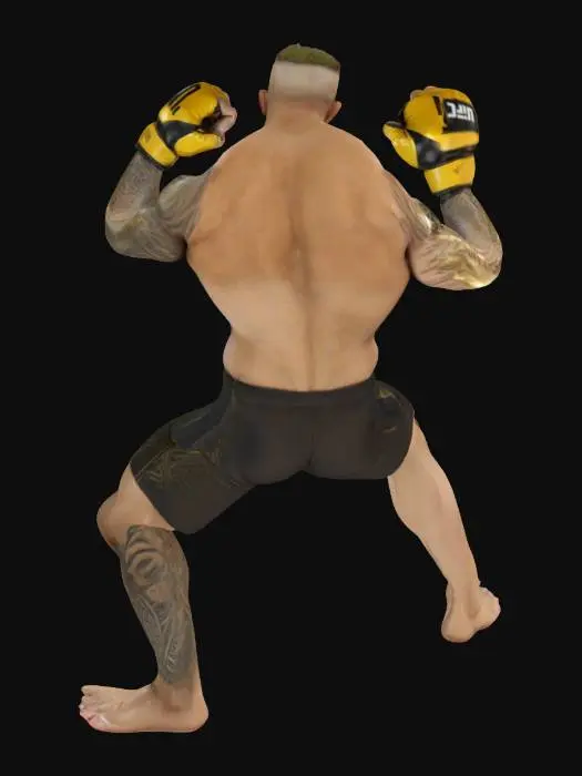 3D model for Create a realistic character of mma fighter, UFC Conor McGregor, in the highest quality, with his distinctive appearance features. Conor McGregor dressed in mma shorts and ufc gold gloves. Perfectly distributed UV mesh, 8k textures, HDR10