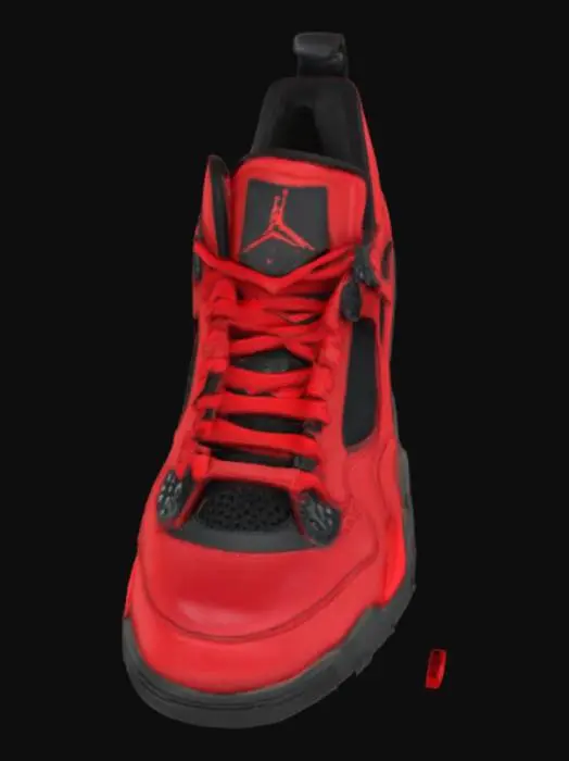 3D model for create two pairs of nike jordan 4 sneakers in red and black and the bottom of the shoes must be black