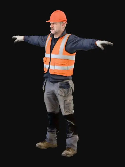 3D model for Construction worker in T-Pose